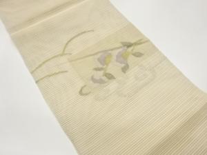 絽綴れ色紙に花葉模様織出し名古屋帯
